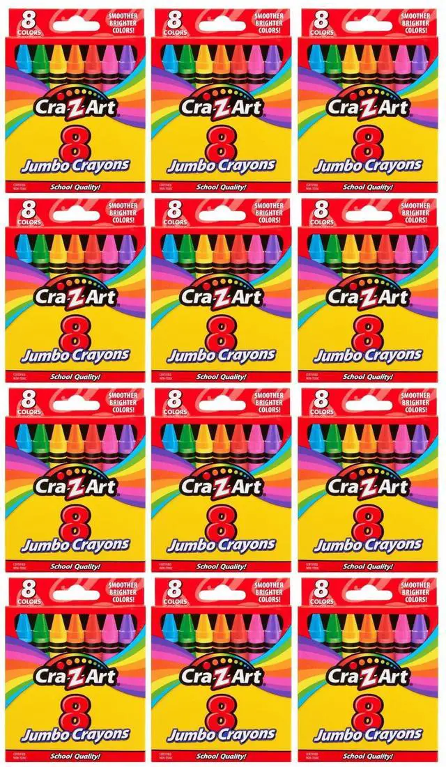 Main image of Bulk Crayons, 12 Packs of 8 Count Jumbo Crayons, School Supplies, Classroom Supplies, Teacher Bulk Pack