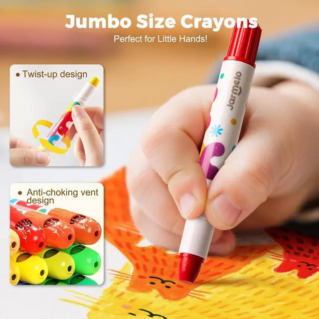 Alt view image 3 of 6 - Jumbo Crayons for Toddlers, 6 Colors TwistJoy Washable Crayon