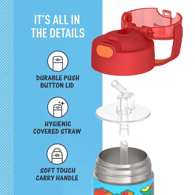 Alt view image 4 of 7 - FUNTAINER Water Bottle with Straw, 12oz, Cars