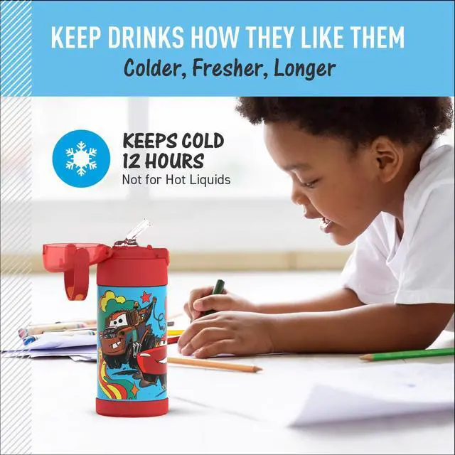 Alt view image 5 of 7 - FUNTAINER Water Bottle with Straw, 12oz, Cars