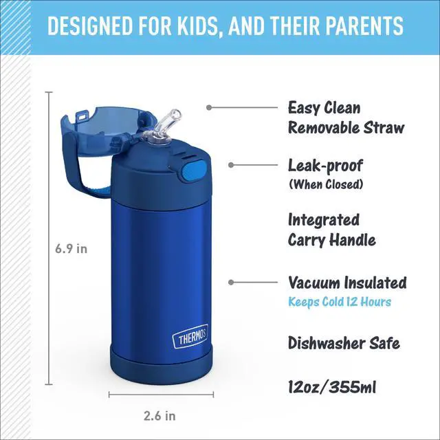 Alt view image 3 of 7 - FUNTAINER Water Bottle with Straw, 12oz, Blue