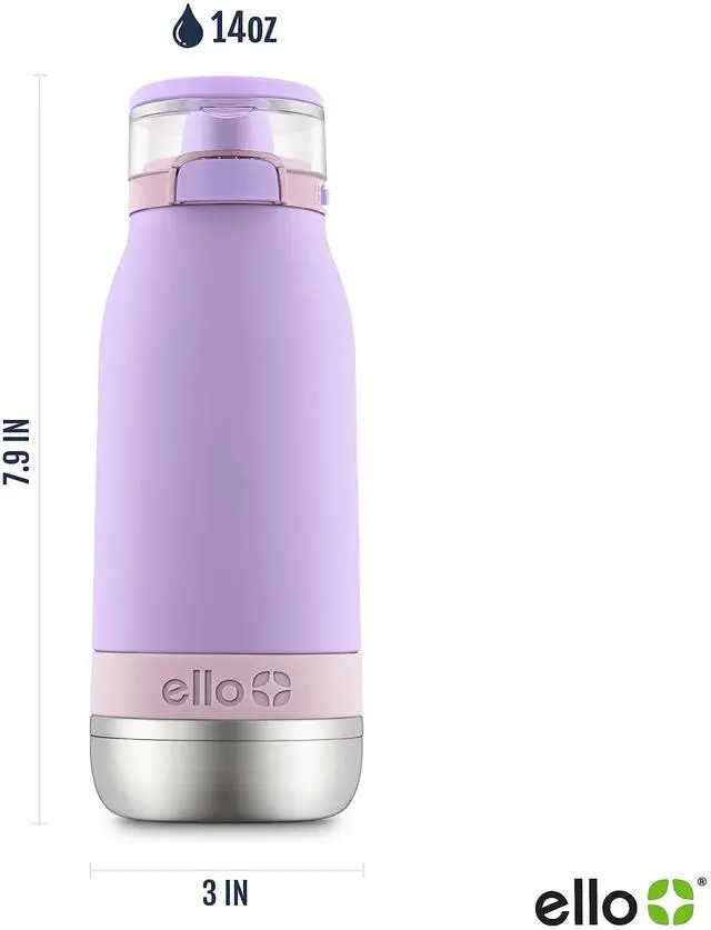 Alt view image 3 of 6 - Emma 14oz Insulated Stainless Kids Water Bottle with Straw, Lilac/Cashmere Pink