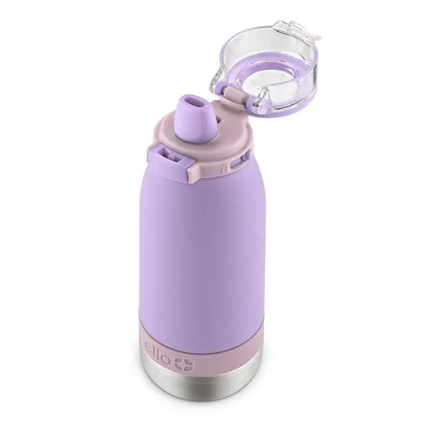 Alt view image 6 of 6 - Emma 14oz Insulated Stainless Kids Water Bottle with Straw, Lilac/Cashmere Pink