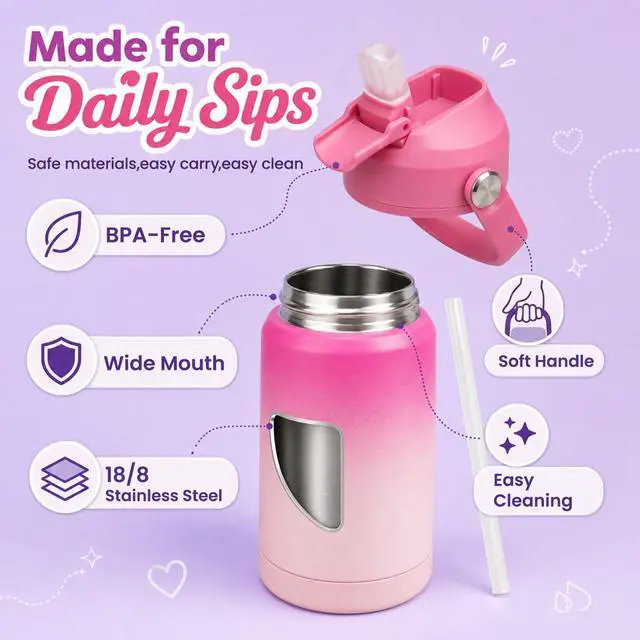 Alt view image 4 of 7 - 18 oz Insulated Stainless Steel Sports Water Bottle with Straw Lid