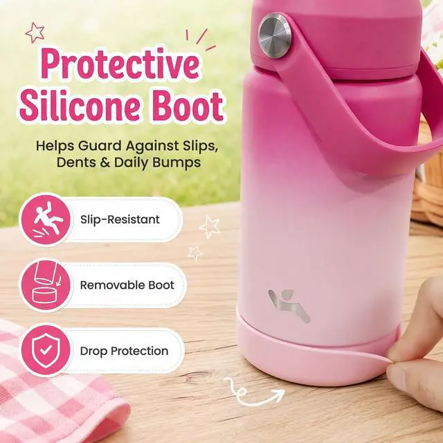 Alt view image 7 of 7 - 18 oz Insulated Stainless Steel Sports Water Bottle with Straw Lid