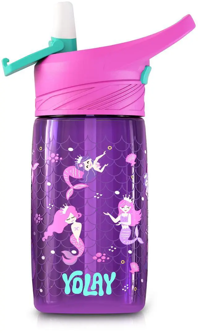 Main image of Kids Water Bottle with Straw, 15 oz, Mermaid