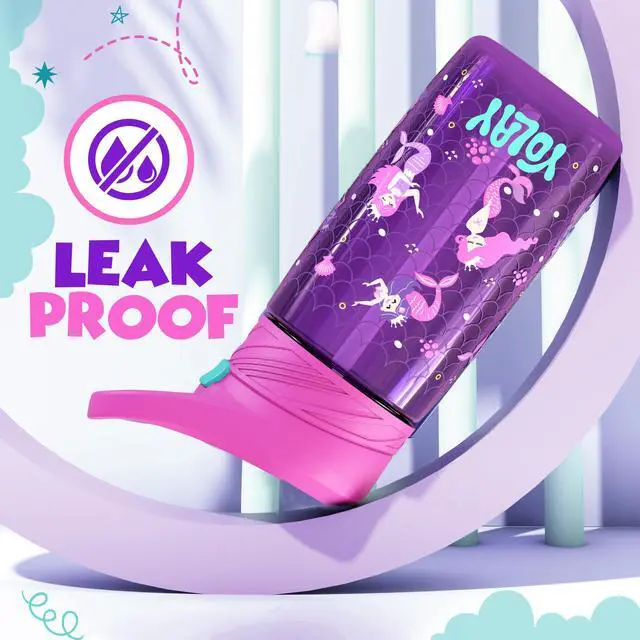 Alt view image 4 of 7 - Kids Water Bottle with Straw, 15 oz, Mermaid