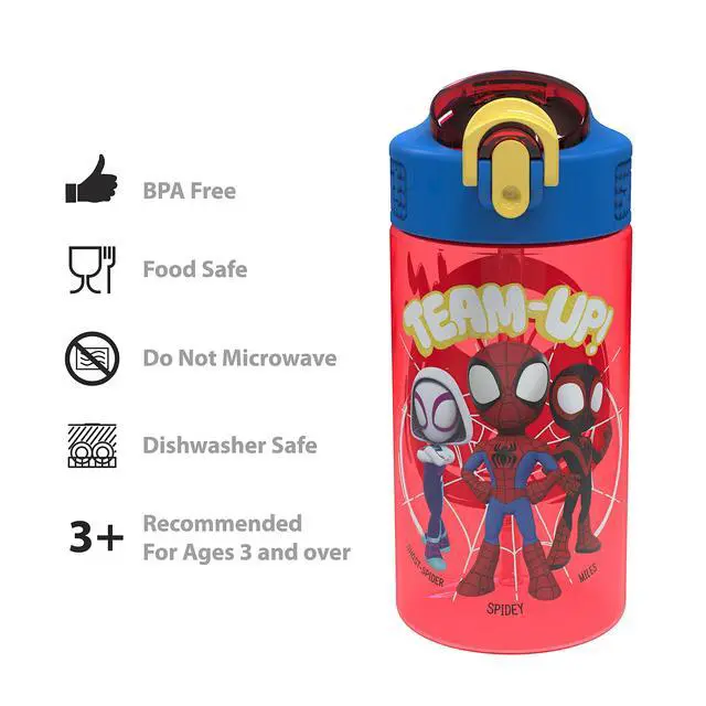 Alt view image 6 of 7 - Spider-Man 16oz Leak-Proof Straw Kids Water Bottle, 2-Pack