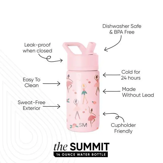 Alt view image 2 of 7 - Kids Water Bottle & Toddler Cup | 14oz | Ballerina