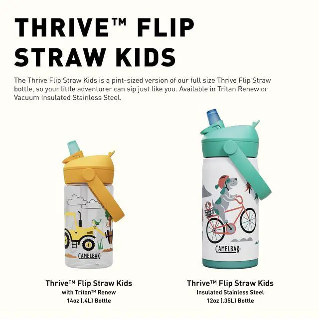 Alt view image 7 of 7 - Thrive Flip Straw Kids Water Bottle with Bite Valve