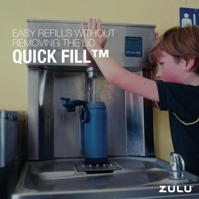 Alt view image 4 of 7 - Powerfill Pro 18oz Kids Stainless Sip or Chug Water Bottle, Midnight Storm