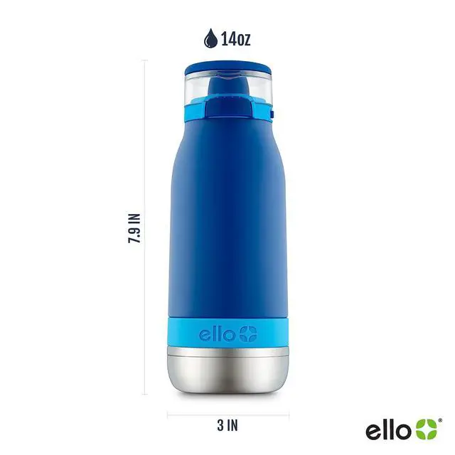 Alt view image 3 of 6 - Emma 14oz Vacuum Insulated Stainless Steel Kids Water Bottle with Straw and Built-in Carrying Handle and Leak-Proof Locking Lid for School Backpack, Lunchbox and Outdoor Sports, Touchdown Blue