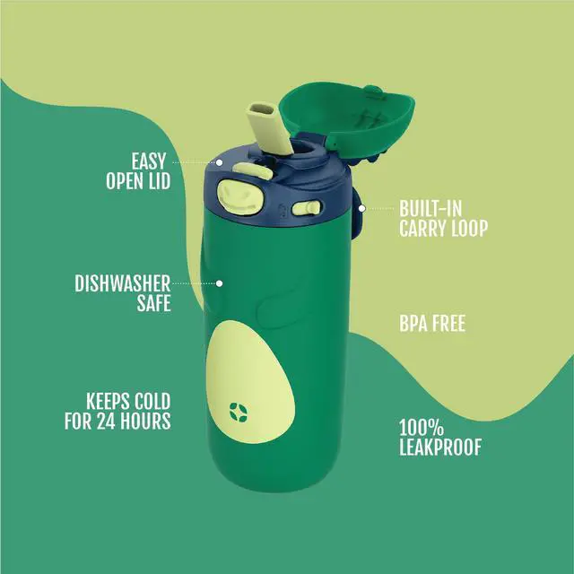 Alt view image 2 of 7 - Ellies 12oz Stainless Steel Leakproof Kids Water Bottle, Dino