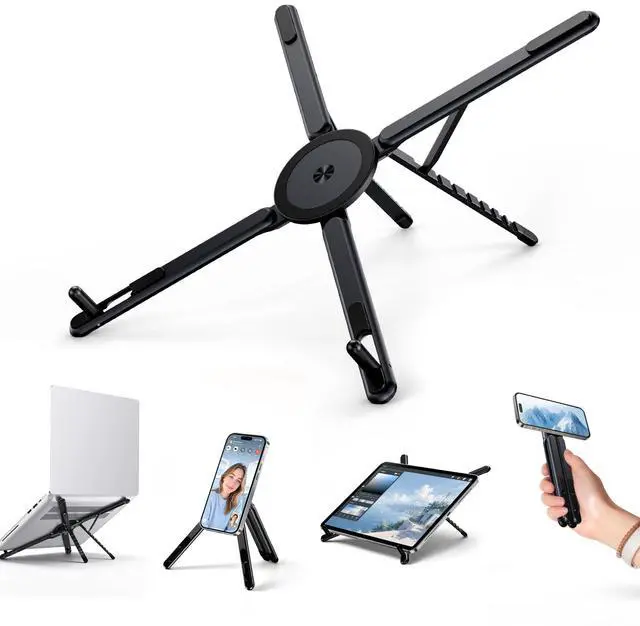Main image of Portable Laptop Stand, 3-in-1 Magnetic Foldable Adjustable, for DeskBlack