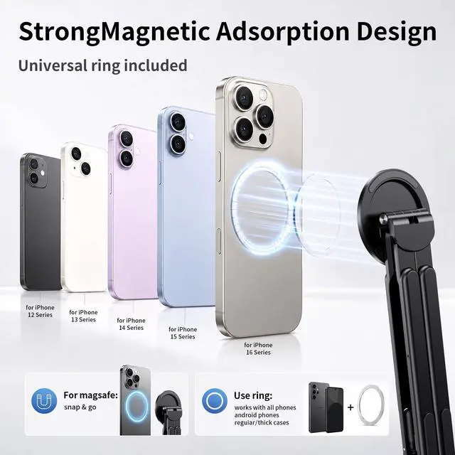 Alt view image 6 of 7 - Portable Laptop Stand, 3-in-1 Magnetic Foldable Adjustable, for DeskBlack