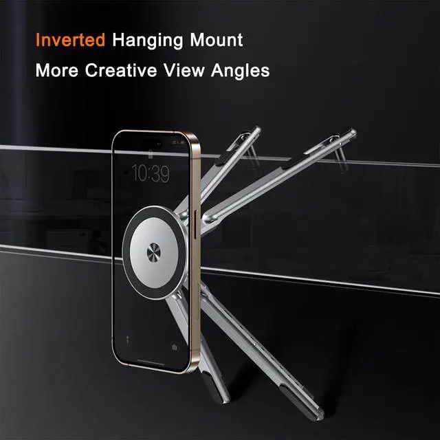 Alt view image 6 of 7 - 4-in-1 Foldable Laptop Stand, Portable Magnetic Phone Holder | N55 Magnets MagSafe Compatible, Pocket-Sized Tripod Handle for MacBook, iPad, Travel & Vlog, Adjustable Ergonomic View Mount