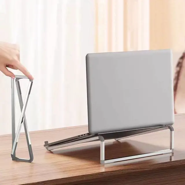 Alt view image 5 of 7 - Protable Laptop Stand for Desk,Foldable Laptop Riser,Ergonomic Aluminum Computer Stand for Collaborative Work,Lightweight Easy Storage,Compatible with MacBook Pro/Air,Dell,HP,Lenovo,11''-17'' (Silver)