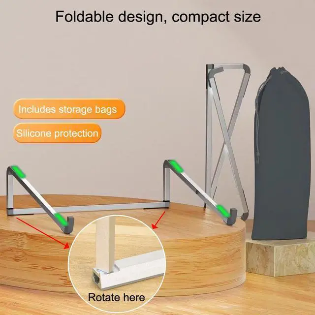 Alt view image 6 of 7 - Protable Laptop Stand for Desk,Foldable Laptop Riser,Ergonomic Aluminum Computer Stand for Collaborative Work,Lightweight Easy Storage,Compatible with MacBook Pro/Air,Dell,HP,Lenovo,11''-17'' (Silver)