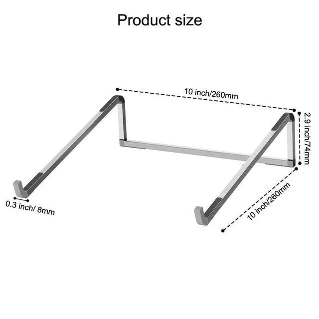 Alt view image 7 of 7 - Protable Laptop Stand for Desk,Foldable Laptop Riser,Ergonomic Aluminum Computer Stand for Collaborative Work,Lightweight Easy Storage,Compatible with MacBook Pro/Air,Dell,HP,Lenovo,11''-17'' (Silver)