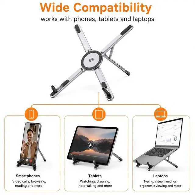 Alt view image 3 of 6 - 3 in 1 Magnetic Laptop Stand Foldable