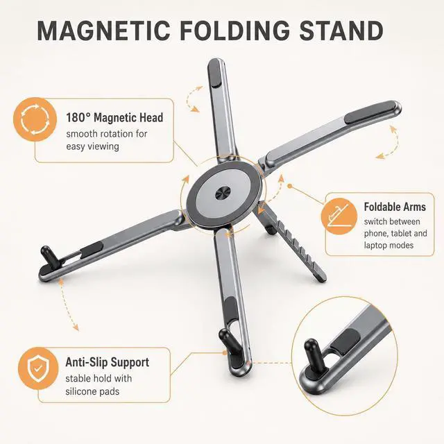 Alt view image 4 of 6 - 3 in 1 Magnetic Laptop Stand Foldable