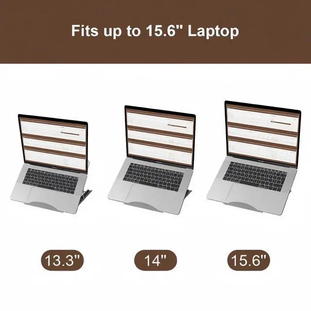 Alt view image 6 of 7 - Bamboo Foldable Laptop Stand Holder, 6-Level Adjustable Ergonomic Notebook Riser with Heat Dissipation for 10-17 Inch Laptops, MacBook, Tablet (Natural Bamboo)