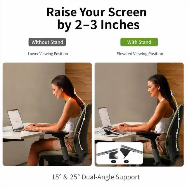 Alt view image 2 of 7 - Adhesive Laptop Stand for Desk, Foldable Dual-Angle, 1314 in