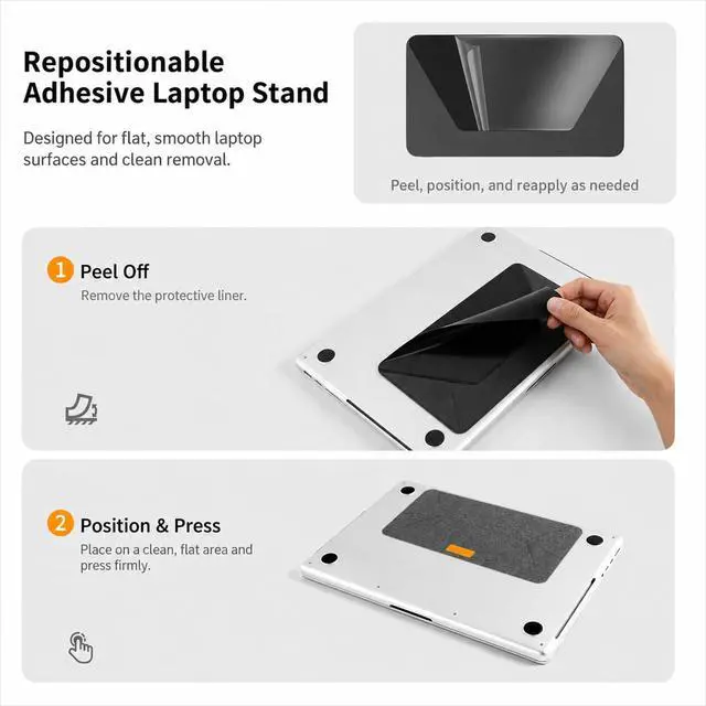 Alt view image 4 of 7 - Adhesive Laptop Stand for Desk, Foldable Dual-Angle, 1314 in