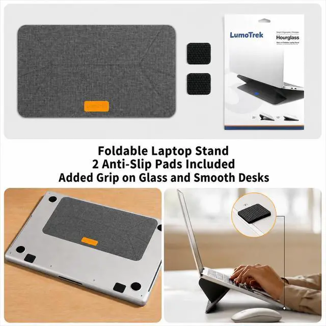 Alt view image 6 of 7 - Adhesive Laptop Stand for Desk, Foldable Dual-Angle, 1314 in