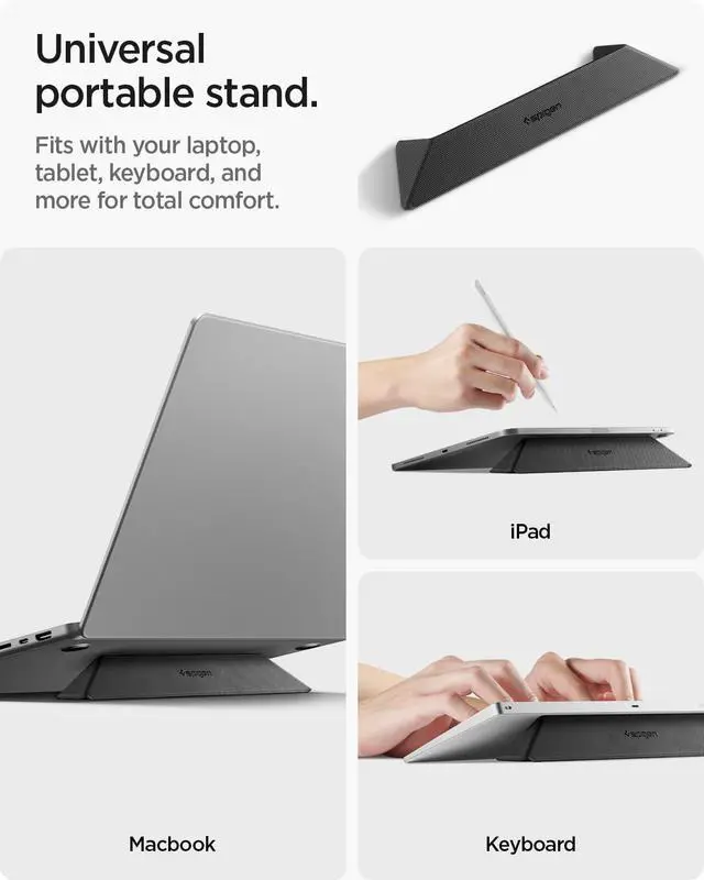 Alt view image 4 of 7 - Slim Fold Portable Laptop Stand Keyboard Riser Foldable Ergonomic Angle Lift Anti-Slip Compatible with MacBook Neo, MacBook Air, MacBook Pro 11"-16" and iPad/Air/Pro and More - Black (LD201-S4)