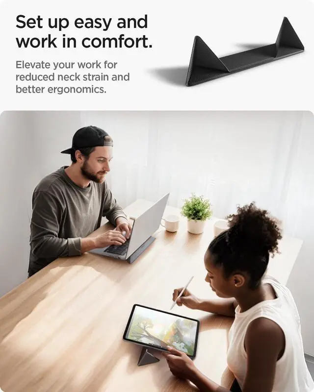 Alt view image 3 of 7 - Slim Fold Portable Laptop Stand Keyboard Riser Foldable Ergonomic Angle Lift Anti-Slip Compatible with MacBook Neo, MacBook Air, MacBook Pro 11"-16" and iPad/Air/Pro and More - Black (LD201-S4)