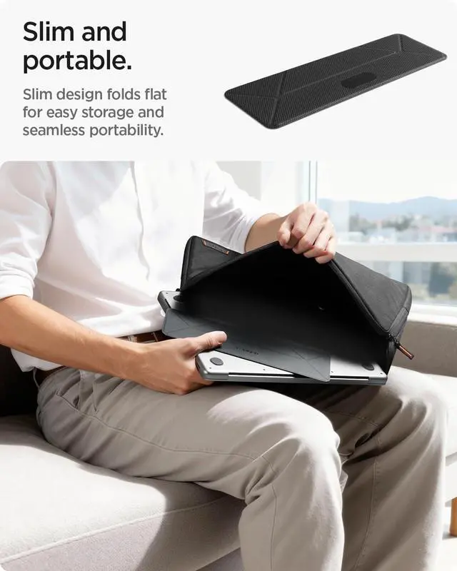 Alt view image 6 of 7 - Slim Fold Portable Laptop Stand Keyboard Riser Foldable Ergonomic Angle Lift Anti-Slip Compatible with MacBook Neo, MacBook Air, MacBook Pro 11"-16" and iPad/Air/Pro and More - Black (LD201-S4)