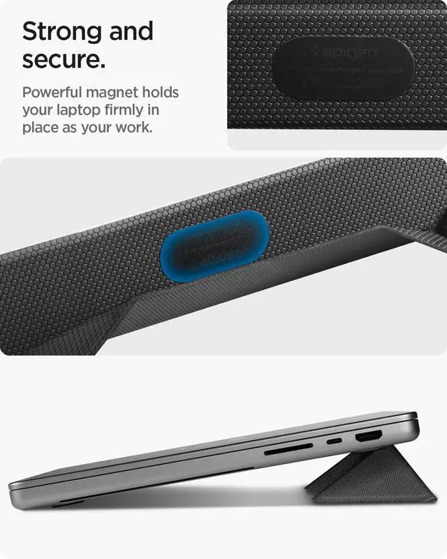 Alt view image 7 of 7 - Slim Fold Portable Laptop Stand Keyboard Riser Foldable Ergonomic Angle Lift Anti-Slip Compatible with MacBook Neo, MacBook Air, MacBook Pro 11"-16" and iPad/Air/Pro and More - Black (LD201-S4)