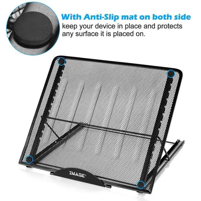 Alt view image 2 of 7 - Laptop Stand, A3 Large Version Foldable Portable Ventilated Desktop Laptop Stand Holder, Adjustable 12 Angle Points Stand, Compatible with 10" ~ 17" Notebooks, LED Light Box Pad