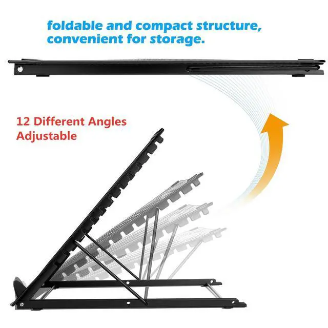 Alt view image 3 of 7 - Laptop Stand, A3 Large Version Foldable Portable Ventilated Desktop Laptop Stand Holder, Adjustable 12 Angle Points Stand, Compatible with 10" ~ 17" Notebooks, LED Light Box Pad