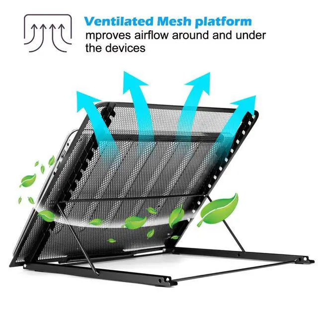 Alt view image 4 of 7 - Laptop Stand, A3 Large Version Foldable Portable Ventilated Desktop Laptop Stand Holder, Adjustable 12 Angle Points Stand, Compatible with 10" ~ 17" Notebooks, LED Light Box Pad