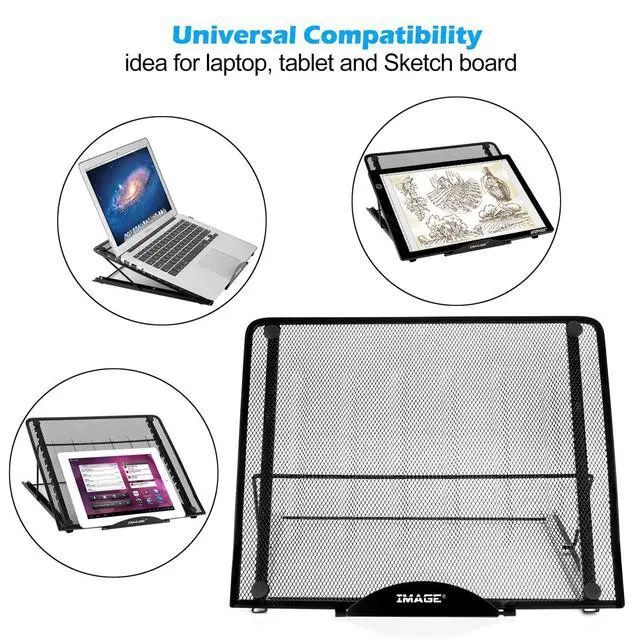Alt view image 5 of 7 - Laptop Stand, A3 Large Version Foldable Portable Ventilated Desktop Laptop Stand Holder, Adjustable 12 Angle Points Stand, Compatible with 10" ~ 17" Notebooks, LED Light Box Pad