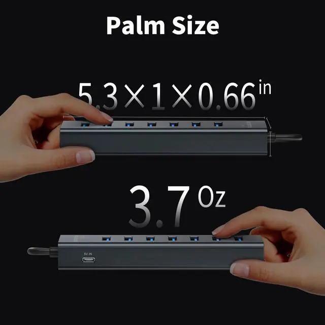Alt view image 5 of 5 - 4Ft 7-Port USB 3.0 Hub for Desktop - Aluminium USB Extender Hub 5Gbps, USB Multiport Adapter, USB Splitter, USB Hub Long Cable for Desktop, PC, Flash Drive, Mobile HDD, Windows/XPS, 1.2m