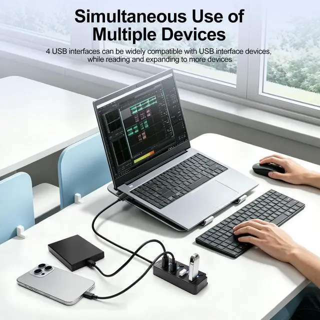 Alt view image 4 of 7 - 4-Port USB 3.0 Hub with Independent Power Switch