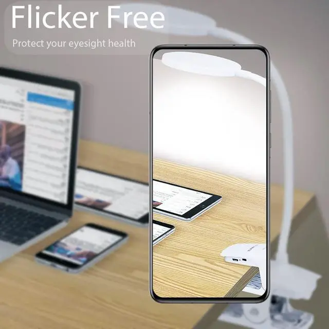 Alt view image 5 of 6 - Dorm Room Essential Clip on Light Wall-Mounted, 3 Color Portable Desk Light Mini Clip Lamp, Battery Operation Small Desk Lamp with Clamp, Reading Lights for Books Bunk Bed Headboard Makeup