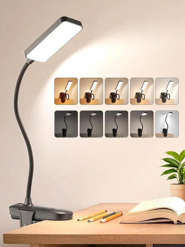 Main image of Clip on Light,45 Modes Dimmable+450 Lumen 48 LED Desk Lamp with Clamp Light | 4000mAh Battery Powered Rechargeable Table Lamp,Cordless & Wireless Desk Light,Reading Light for Bed/Headboard/Dorm/Office