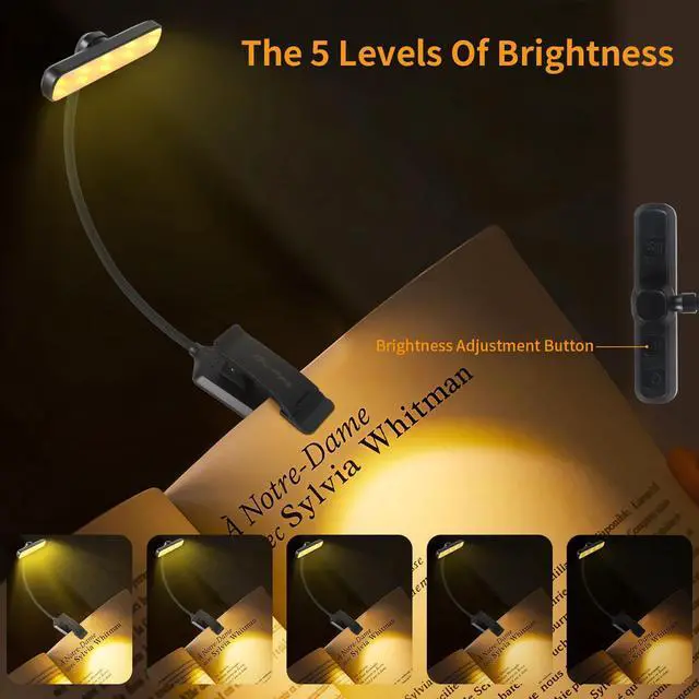 Alt view image 2 of 6 - Rechargeable Book Light, Clip-On LED Reading Light, Eye-Caring