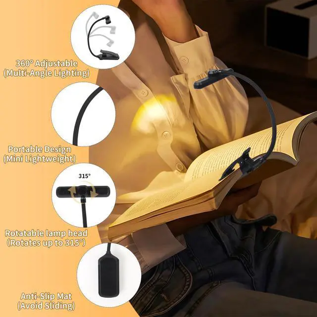Alt view image 4 of 6 - Rechargeable Book Light, Clip-On LED Reading Light, Eye-Caring