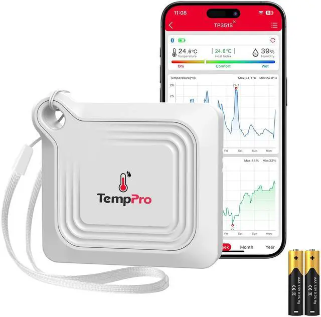 Main image of TempAir Bluetooth Thermometer Hygrometer, 260 ft Temperature Sensor