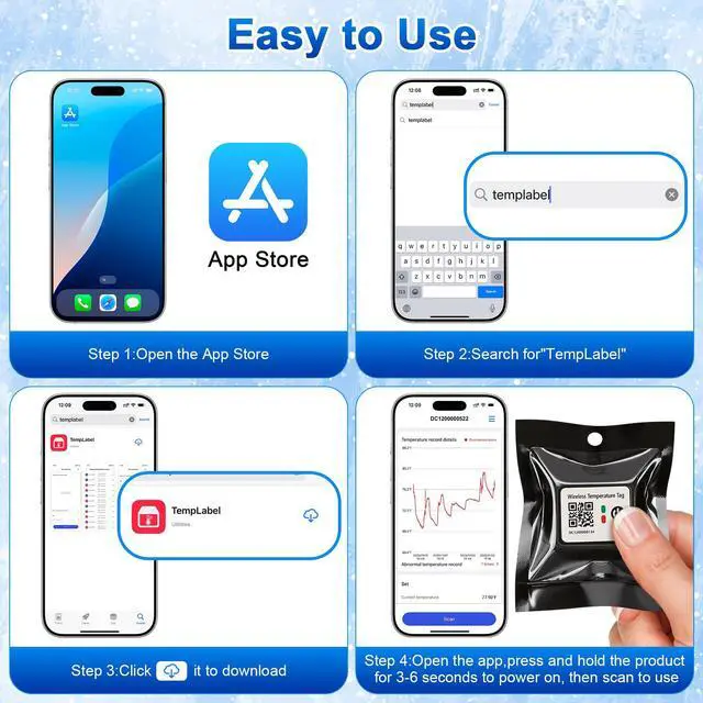 Alt view image 3 of 7 - New Smart Wireless Temperature Tag for Temperature Monitoring and Recording in Refrigerator6 Packs