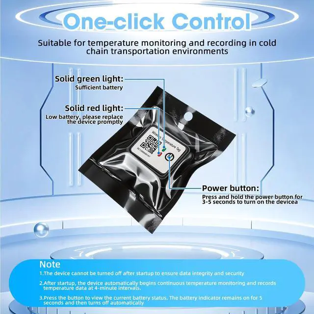Alt view image 3 of 7 - TempLabel - Wireless Temperature Monitor for Cold Chain, iPhone Compatible, High Precision (-4°F to 140°F), 14-Day Battery, IP68 Waterproof (6 Pack)