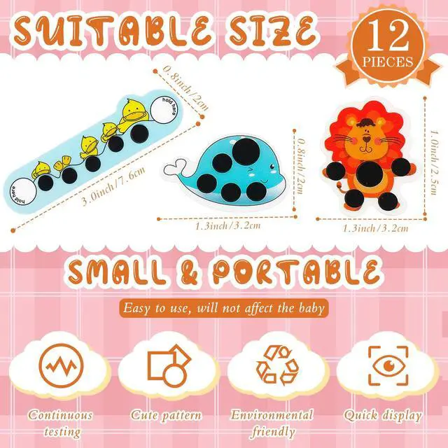 Alt view image 2 of 7 - 12 Pcs Stick-on Fever Stickers Forehead Temperature Monitoring Patch Cartoon Stickers Thermometer Strips for Kids