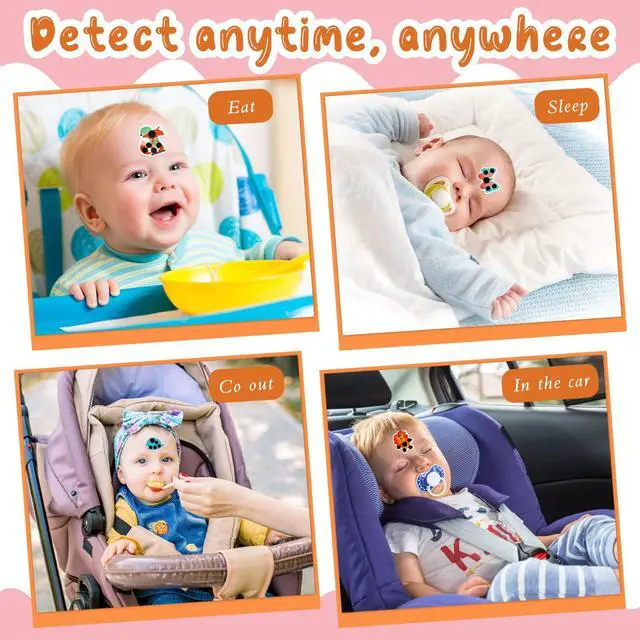Alt view image 5 of 7 - 12 Pcs Stick-on Fever Stickers Forehead Temperature Monitoring Patch Cartoon Stickers Thermometer Strips for Kids