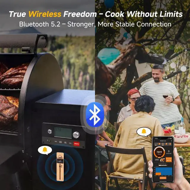 Alt view image 4 of 7 - Wireless Meat Thermometer Digital, Long-Range Bluetooth Cooking Thermometer, Remote Tracking & Real-Time Readings for BBQ, Smoker, Air Fryer, Ideal Gift for Home Chef, Pitmaster, Griller