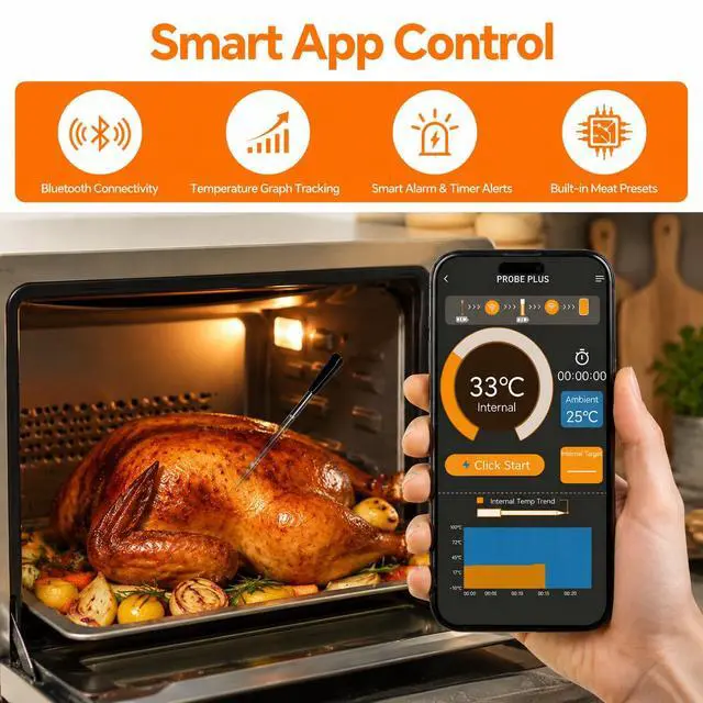 Alt view image 6 of 7 - Bluetooth Meat Thermometer Wireless for Grill BBQ Oven, Upgraded Probe